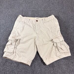 Hollister Cargo Shorts Mens 33 Khaki Button Fly Grunge Y2K Style‎ Distressed